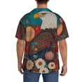 thumbnail image 3 of Lsque Sunflower Bald Eagle print Men's Cuban Collar Short Sleeve Shirt Summer Beachwear Casual Button Down Fashionable Vacation Leisure Shirt-Small, 3 of 7