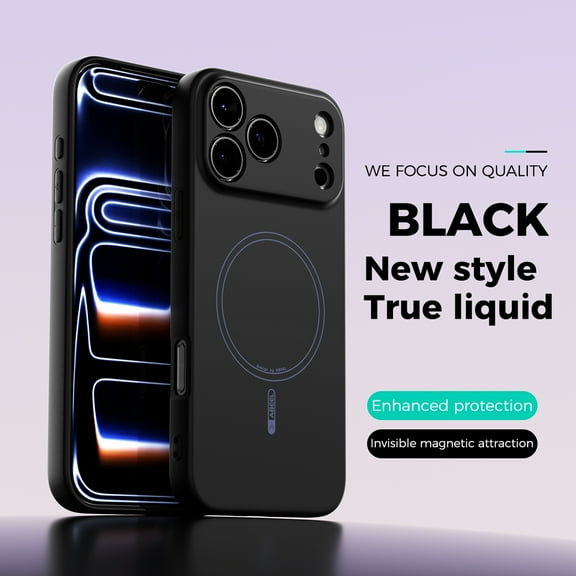 Decase for Apple iPhone 17 Pro Max Case,Liquid Silicone Magnetic Shockproof Anti-Scratch Phone Cover,Support Mag-Safe Wireless Charging,Slim Soft Matte TPU Solid Color Case for Women Men,Black