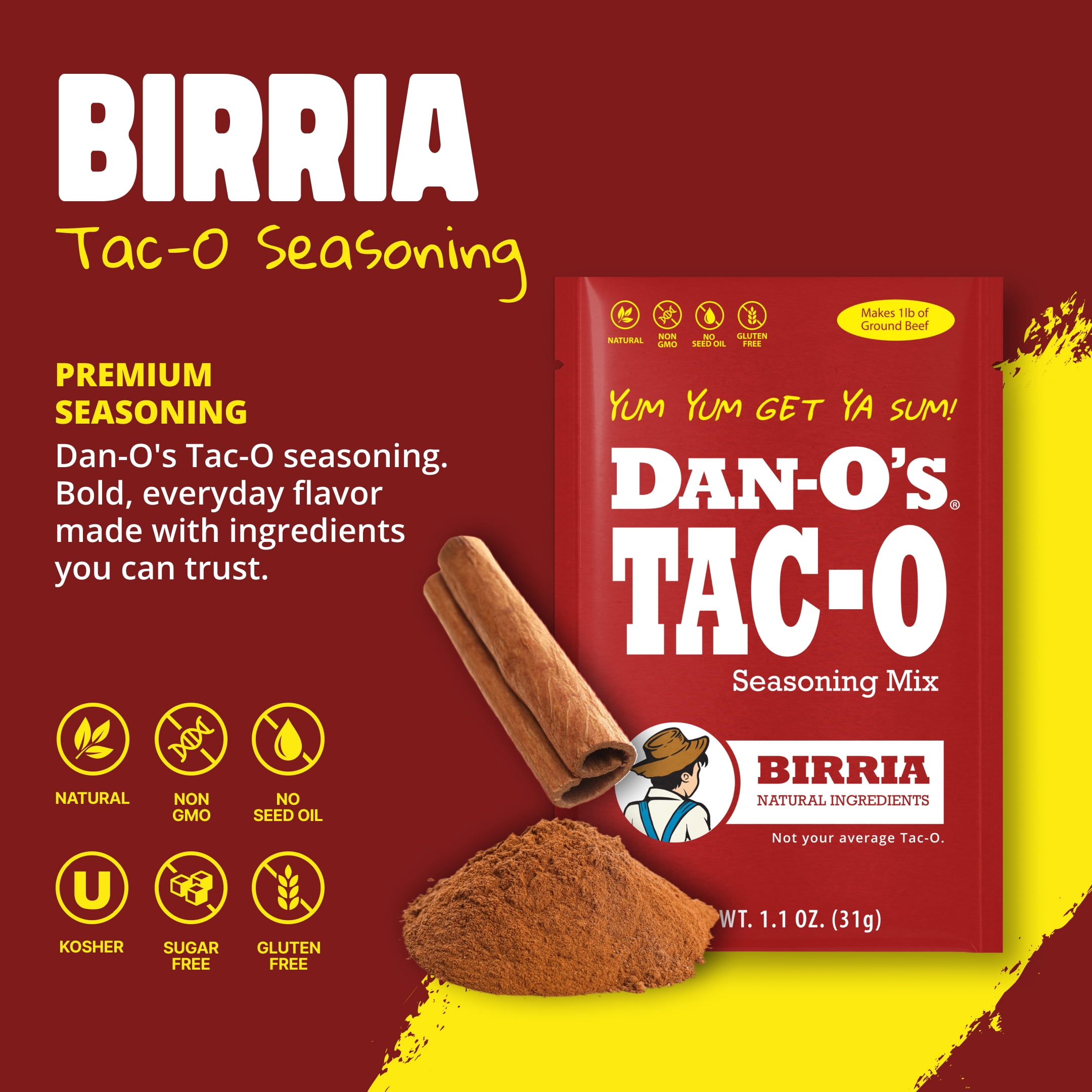 Dan-O's Taco Birria Mixed Spices & Seasonings, 1.1 oz Packet