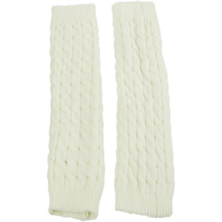Exotic Identity Leg Warmers Cable Knit Vail Cold Weather Wear for Women - M - Cream