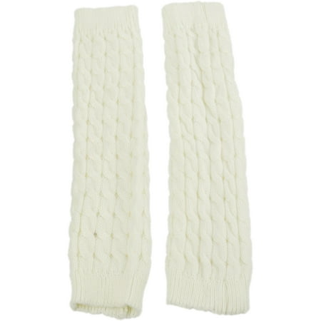 Colorful Leg Warmers - Exotic Identity Leg Warmers Cable Knit Vail Cold Weather Wear for Women - M - Cream