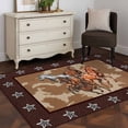 thumbnail image 3 of Rectangle Area Rugs 4 x 6 Ft, Brown Retro Horse Non-Slip Residential Carpet, Vintage Western Stars Country Indoor Crawling Mats Runner Rugs for Living Room/Dining Room/Bedroom, 3 of 8