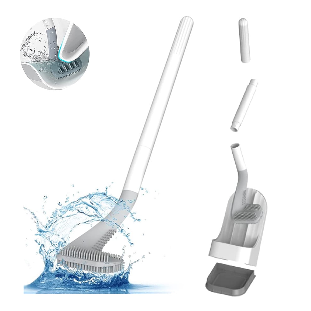 Upgraded POPTEN Silicone Toilet Brushes and Holder Set with Quick Drying Holder 