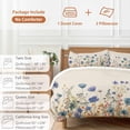 thumbnail image 6 of 3 Piece Blue Teal Spring Floral Duvet Cover Set California King,Microfiber Comforter/Quilt Cover with Corner Ties and 2 Pillowcases,Watercolor Botanical Summer Flowers Bedding with Zipper Closure, 6 of 8