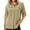 #5070 Khaki, variant on Womens V Neck 3/4 Sleeve Tops Casual Dressy Blouse Loose Fit Curved Hem Tunic Tees Hollow Out Shirts White