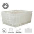 thumbnail image 3 of Simplify 2 Pack Medium Herringbone Plastic Storage Basket in White, 3 of 6