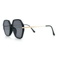 thumbnail image 6 of Womens Large Fancy Octagonal Retro Designer Mod Fashion Sunglasses Black Gold - Black, 6 of 8