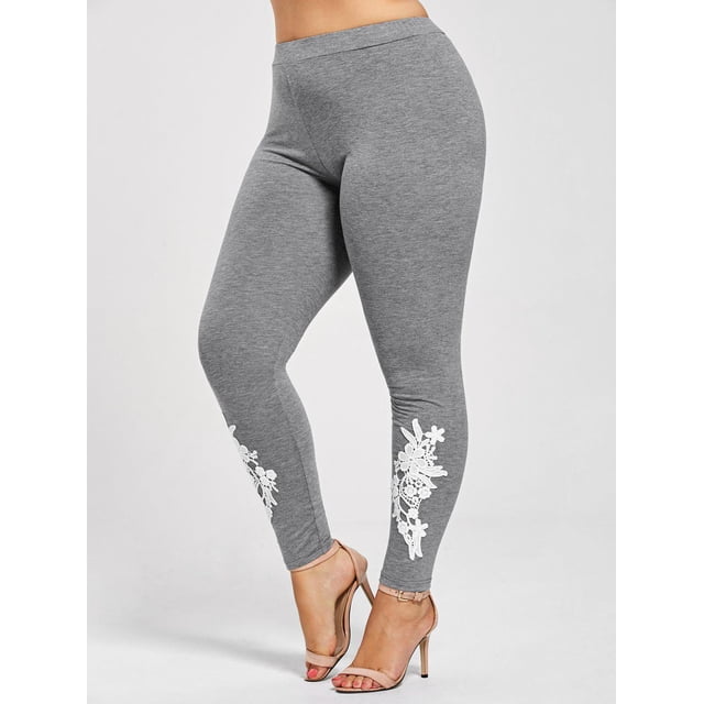 Leggings de jersey con aplicación de talla grande Rosegal Cubrirlos
