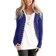 thumbnail image 2 of Veste en Tricot Uni pour Femmes Mode Décontractée Manches Longues Hauts Cardigan Ample à Boutons Chandail Rétro Élégant, 2 of 5
