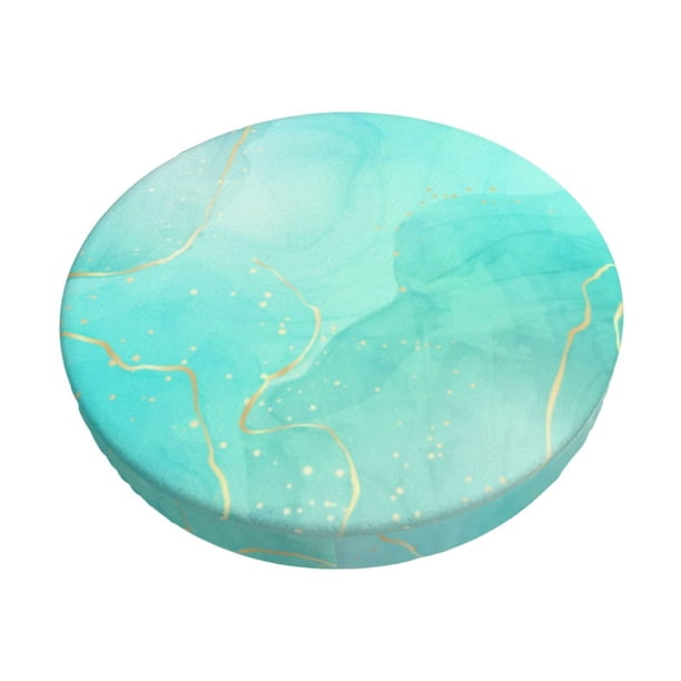 Balery Cyan Mint Marble Fundas de asiento para taburete de bar redondo de tela de terciopelo ajustables que protegen de arañazos y manchas para sillas de 14 a 17 pulgadas.-14 inch