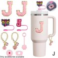 thumbnail image 5 of Set de accesorios con temática de la Copa Stanley rosa: 2 pajitas, 2 agitadores, 2 colgantes y 3 dispositivos antiderrames, compatible con accesorios de la Copa., 5 of 5
