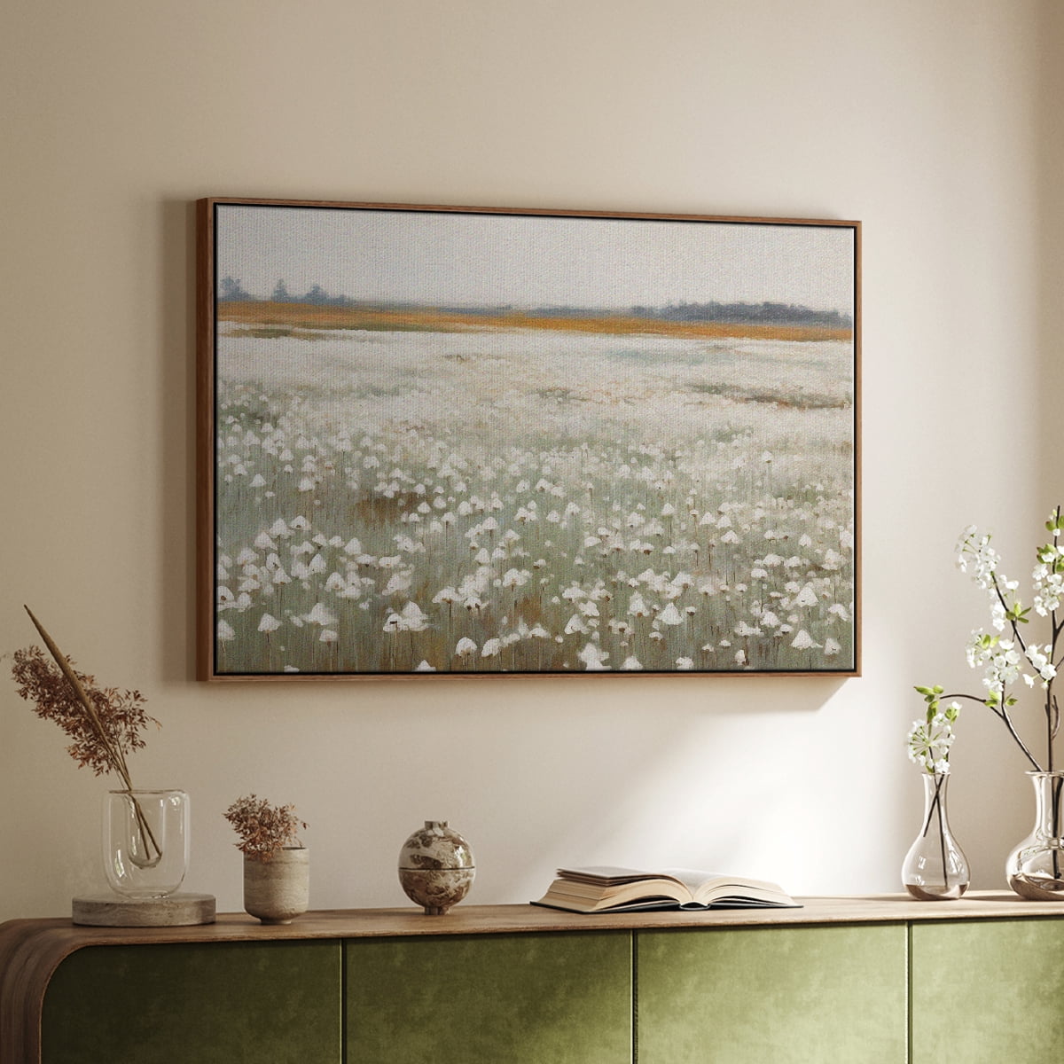 Vintage Landscape-XVII By Wexford Home Framed in Walnut Wood Gallery Wrapped Canvas 25 in. x 37 in.