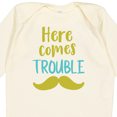 thumbnail image 4 of Inktastic Here Comes Trouble, Mustache, Moustache Boys or Girls Long Sleeve Baby Bodysuit, 4 of 5