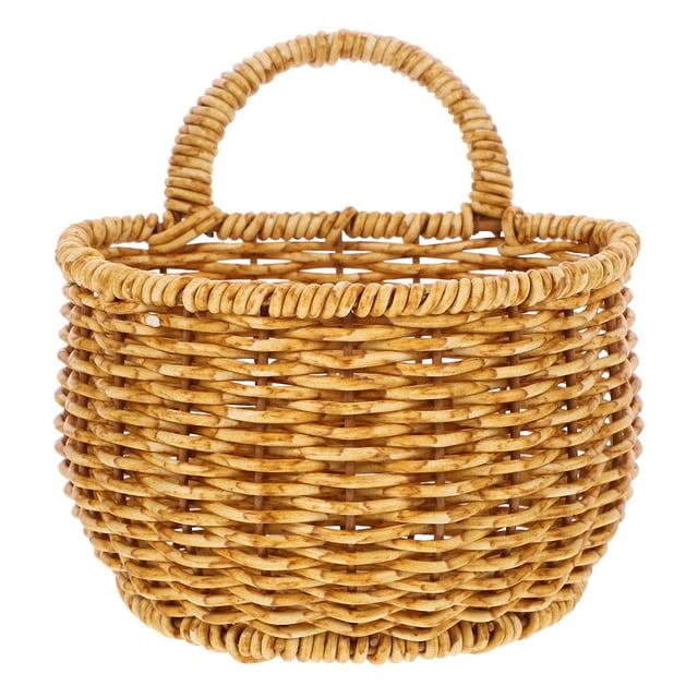 Milisten Hand Woven Storage Basket Household Sundries Container Imitation Rattan Storage Holder