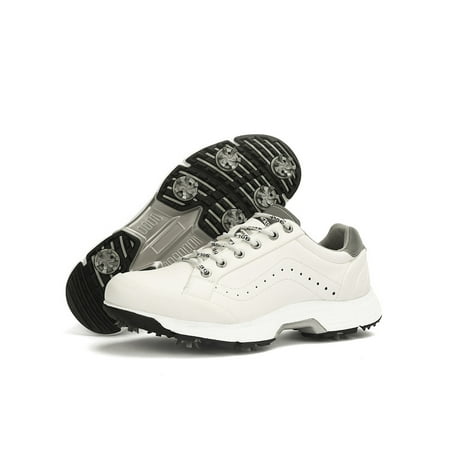 

Lacyhop Mens Walking Shoes With Spike Golf Lace Up Sneakers Outdoor Lightweight Breathable Professional Rice US 8