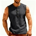 thumbnail image 3 of Mens Button Sleeveless Tank Tops Workout Muscle Gym Waffle Shirt Athletic Bodybuilding T Shirts, 3 of 8