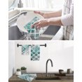 thumbnail image 5 of Turquoise Morocco Kitchen Dish Towels for Drying Dishes Set of 2, Grey Ombre Retro Mottled Painting Art Waffle Weave Microfiber Hand Tea Bathroom Towels Quick Dry & Absorbent Towel 12x12, 5 of 7