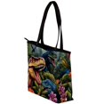 thumbnail image 3 of Dinosaur Canvas Leather Mix Hand-Held Bag - Twill, Sponge, Jeanette - 30x10.5x39cm - Women's Fashion Accessory for Work and Travel, 3 of 5