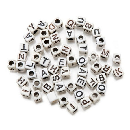 Alpha Bead Vertical Hole White Black 6Mm 160Pc