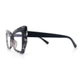 thumbnail image 6 of Womens Oversized Thick Squared Cat Eye Clear Lens Fashion Eyeglasses Black Tortoise, 6 of 8