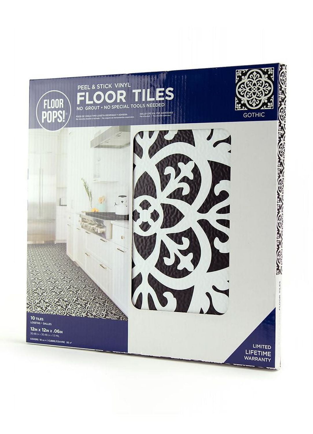 FloorPops Ensemble de 20 carreaux de sol Gothique Peel & Stick
