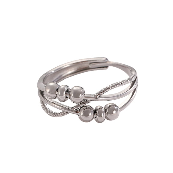 Women's Spinner Rings for Anxieties Relief Rotating Bead Copper Rings, Adjustable Open Design Fashion Jewelry