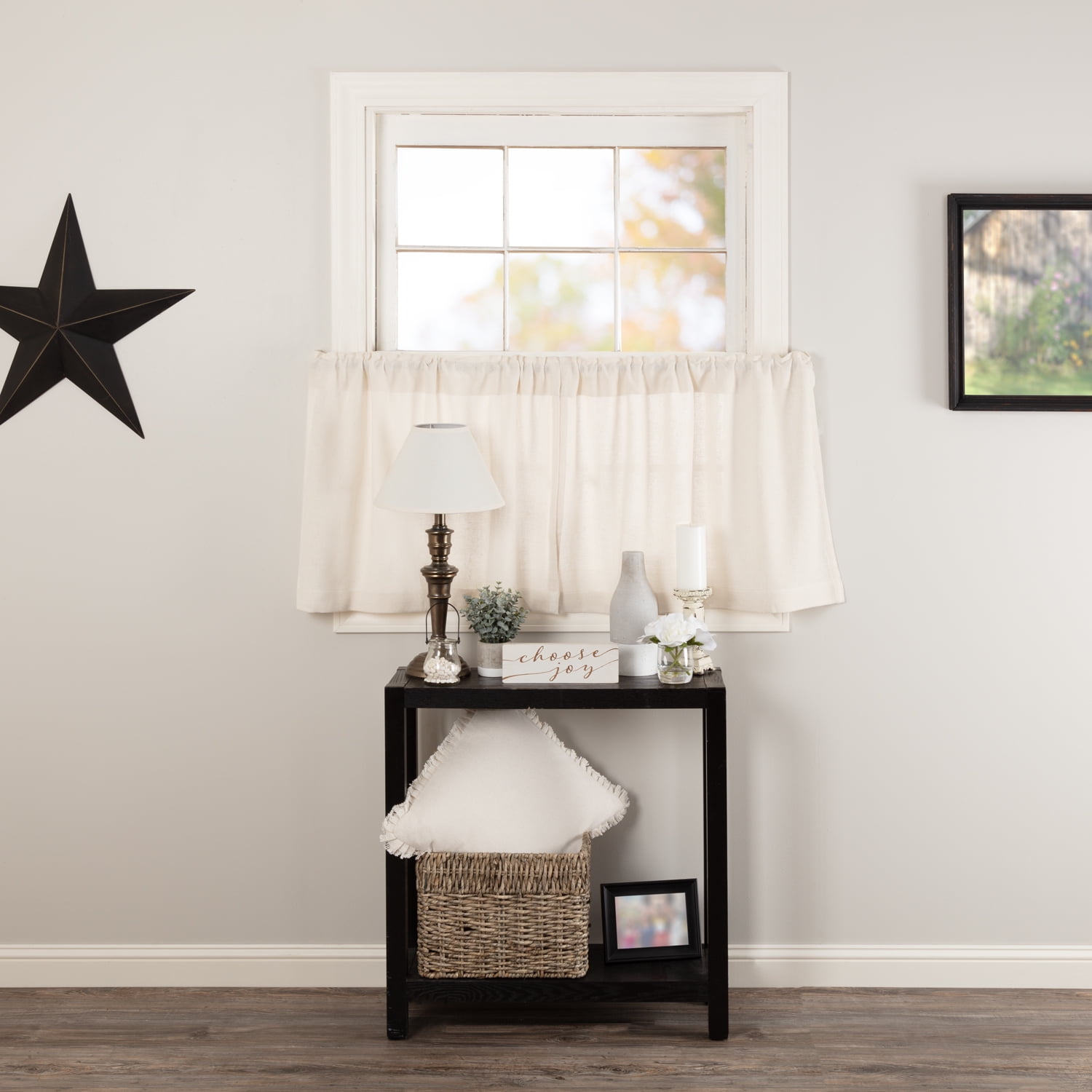Antique White Farmhouse Kitchen Curtains Burlap Chocolate ...