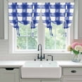 thumbnail image 5 of Tie Up Curtains for Windows Buffalo Check Watercolor Valance Adjustable Balloon Curtain Blue White Plaid FarmHouse Tie Up Shades for Kitchen Living Room Bedroom Privacy Curtain Drape 34x45 Inch, 5 of 9