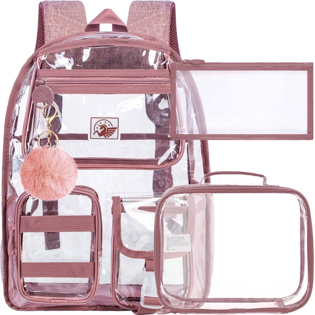 Mochila transparente CCJPX Heavy Duty Transparente Rosa para Niñas
