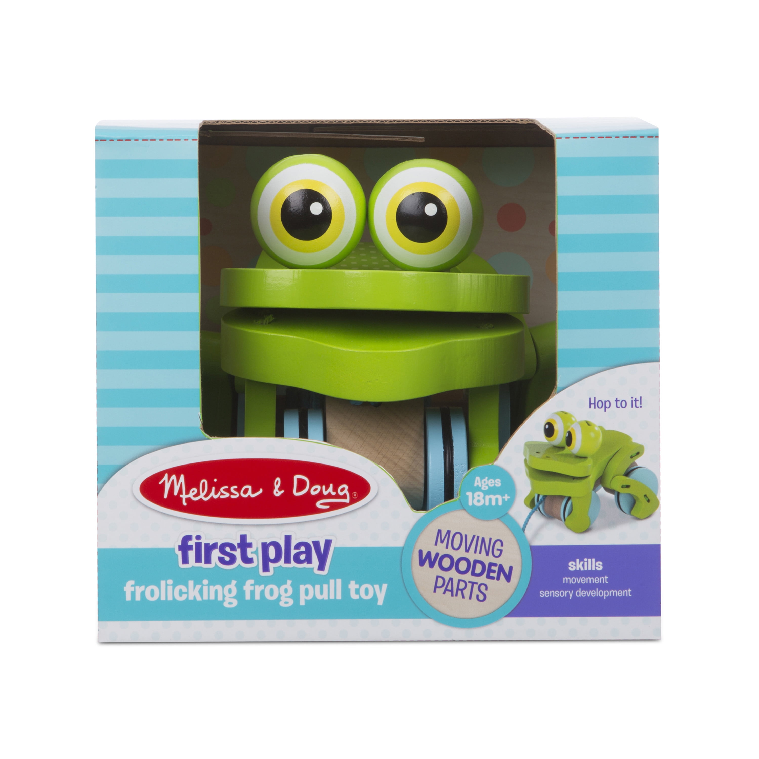 Melissa & Doug First Play Frolicking Frog Wooden Pull Toy