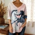thumbnail image 2 of Women's Tops, Tees & Blouses Plus Size,Womens Tops Horse Printed 3/4 Sleeve Western Vintage 3D Graphic T Shirts Vneck Funny Gift Shirts Equestrian Cowgirl Blouse, 2 of 5