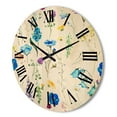 thumbnail image 3 of Designart 'Blue Wildflowers With Leaves I' Traditional Wood Wall Clock, 3 of 5