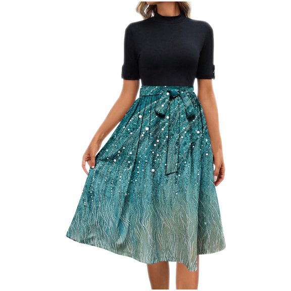 Women's Summer Dresses Plus Size Bandage Printing Elegant Casual Comfortable All Occasio Button Waist Wedding Guest Dress