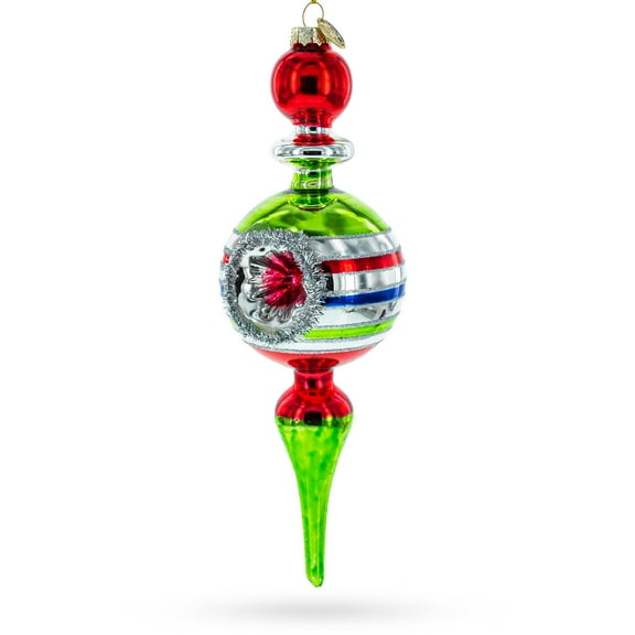 Vintage-Inspired Multicolored Finial Glass Christmas Ornament