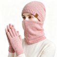 thumbnail image 4 of SYMOID Thermal Winter Beanie Hat, Neck Gaiter & Touchscreen Gloves Set, 100% Wool Fleece Lined, Unisex 3-Piece, Pink,Size Free Size, 4 of 4