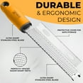 thumbnail image 2 of Orblue Lemon Zester & Cheese Grater - Premium Citrus Zester, Kitchen Grater for Parmesan, Chocolate, Fruits, Vegetables, Ginger, Garlic, Nutmeg - Stainless Steel Blades with Protective Cover, Orange, 2 of 9