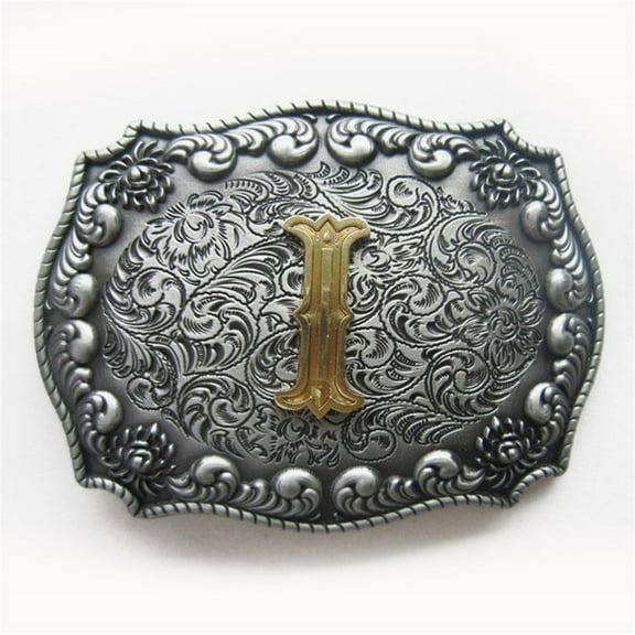 Vintage Style Initial Letter I Cowboy Cowgirl Western Belt Buckle