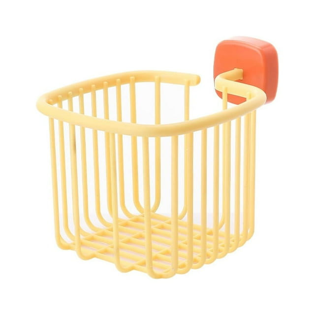 Yuarrent Estante sin perforaciones para cocina, cesta de almacenamiento de plástico hueca, caja decorativa, soporte adhesivo montado en la Almacenamiento y organización del hogar Naranja amarillo