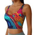 thumbnail image 2 of Balery Colorful Abstract Swirls Sujetadores deportivos con espalda cruzada para mujer, acolchados, sin costuras, de alto impacto, ideales para yoga, gimnasio, entrenamiento y fitness.-Medium, 2 of 8