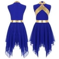 thumbnail image 5 of TSSOE Kids Girls Liturgical Praise Dance Dress Sleeveless Metallic Tunics Church Choir Worship Lyrical Costume Blue 8, 5 of 6