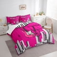 thumbnail image 3 of Feelyou Fashion Pink Guitar Twin Bedding Sets 7pcs, Piano Musical Note Comforter Set, 3 of 8