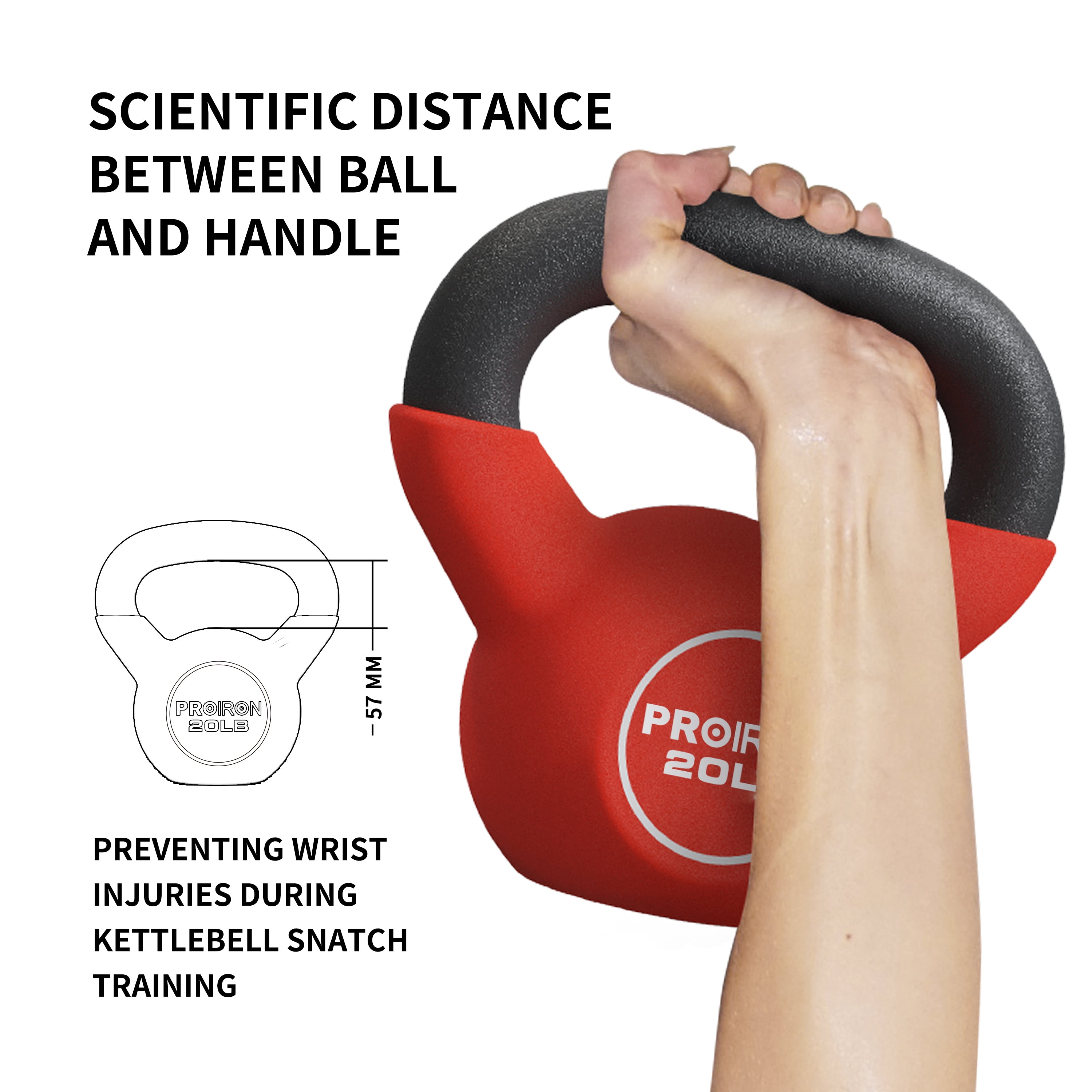 PROIRON Neoprene Coated Kettlebell 20Lb, Single