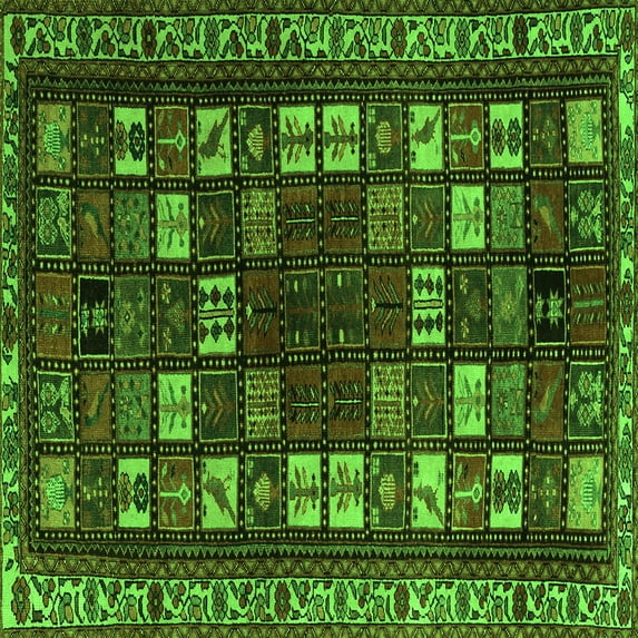 Ahgly Company Indoor Square Persian Green Traditional Area Rugs, 5' Square