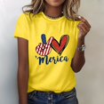 thumbnail image 2 of Cathalem T-Shirts à Manches Courtes Col en V pour Femmes, Jaune P, 2 of 4