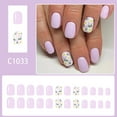 thumbnail image 5 of Square Press on Nails Glossy Design French Fake Nails Acrylic False Nails,Artificial Nails Glues on Nails for Womens, 5 of 7