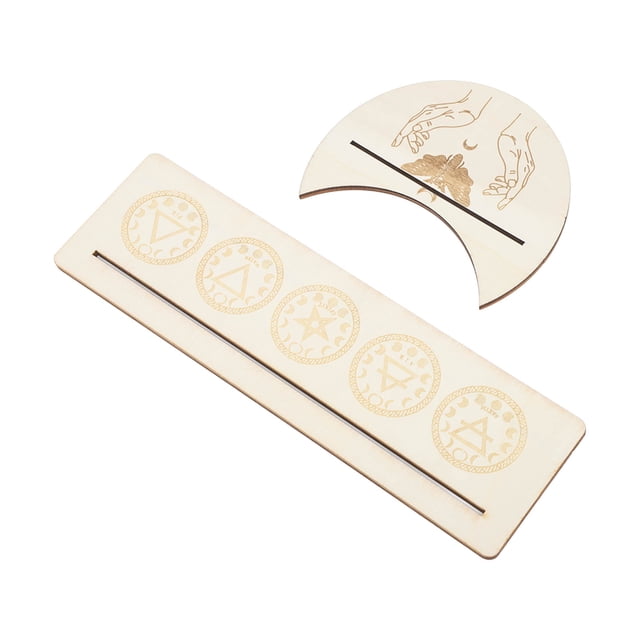 Wooden Tarot Card Stand Holder, 2 Pieces Moon Shape Tarot Card Altar Display Stand Lenormand or Card Display Stands Tarot Card Stand for Witch Divination Tools