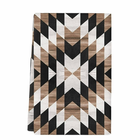 Dish Towels, Rustic Boho Absorbent Kitchen Towels 1 PC, Southwestern Aztec Tribal Wood Texture Microfiber Hand Towels Dish Cloths Tea Towels for Home  Bathroom,18X28-Inch, Brown