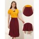 thumbnail image 2 of INSPIRE CHIC Falda Acampanada Plisada Elástica De Cintura Alta Para Mujer Rojo Oscuro S, 2 of 5