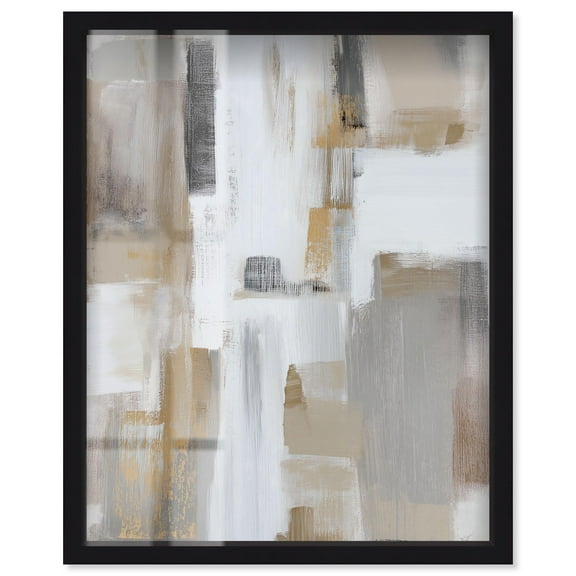 Neutral Nexus I Shadowbox Print Neutral Abstract Art by Art Remedy, Black Frame, 16 x 20