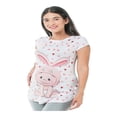 thumbnail image 1 of Playera Maternidad Estampada Bebé Niña Cómoda Ropa Embarazo Playera Mujer Casual Conejito Color Rosa, 1 of 4